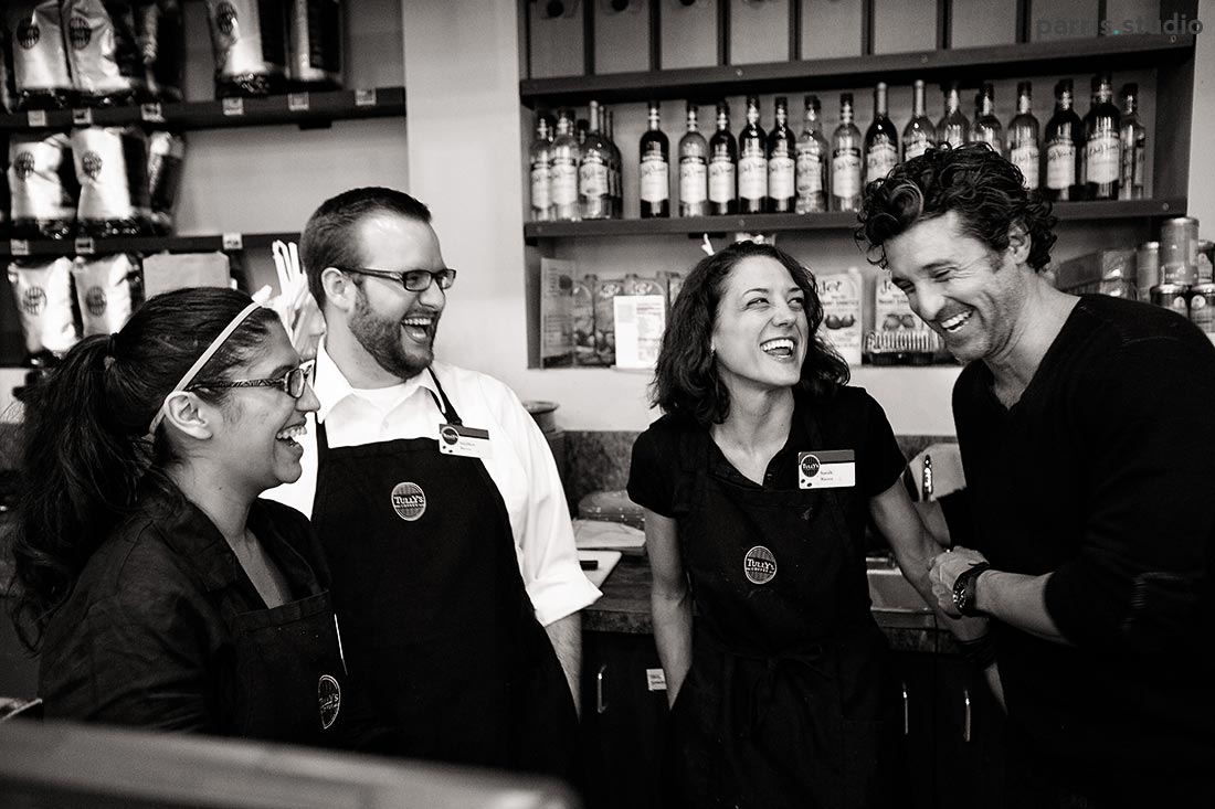 Patick Dempsey laughing with Tully's staff