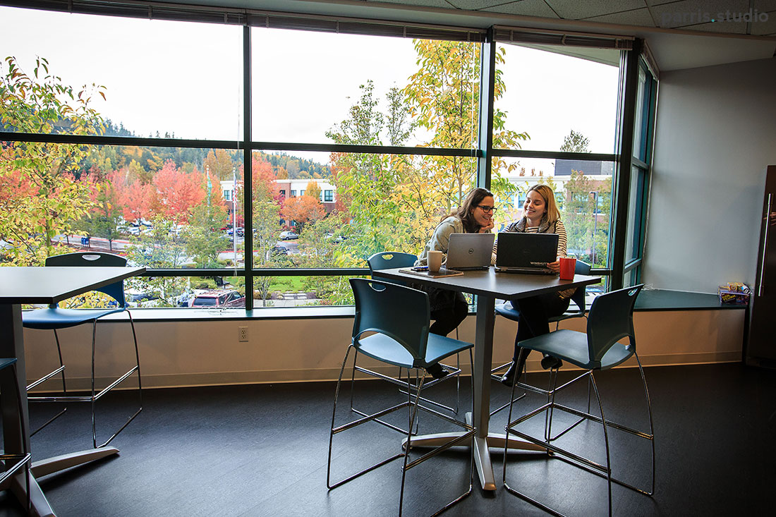 working in break area